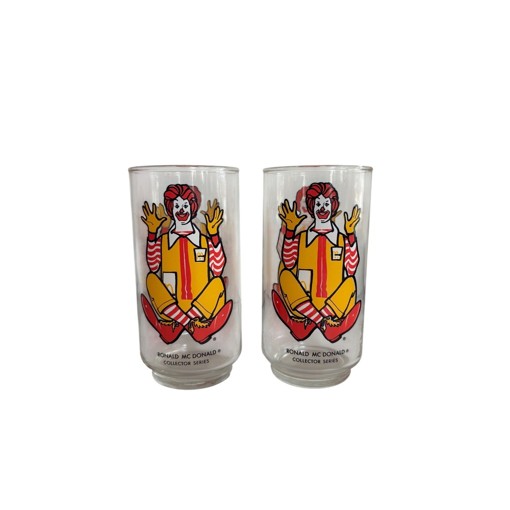 Vintage Ronald McDonald Collector Series Glass Cups Pair McDonald's